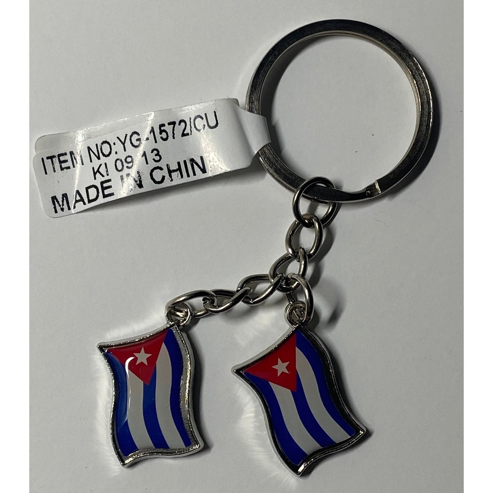 Cuba Double Flag Keychain Multicolor Cuban Pride Key Ring YG-1572/CU - Picture 6 of 6